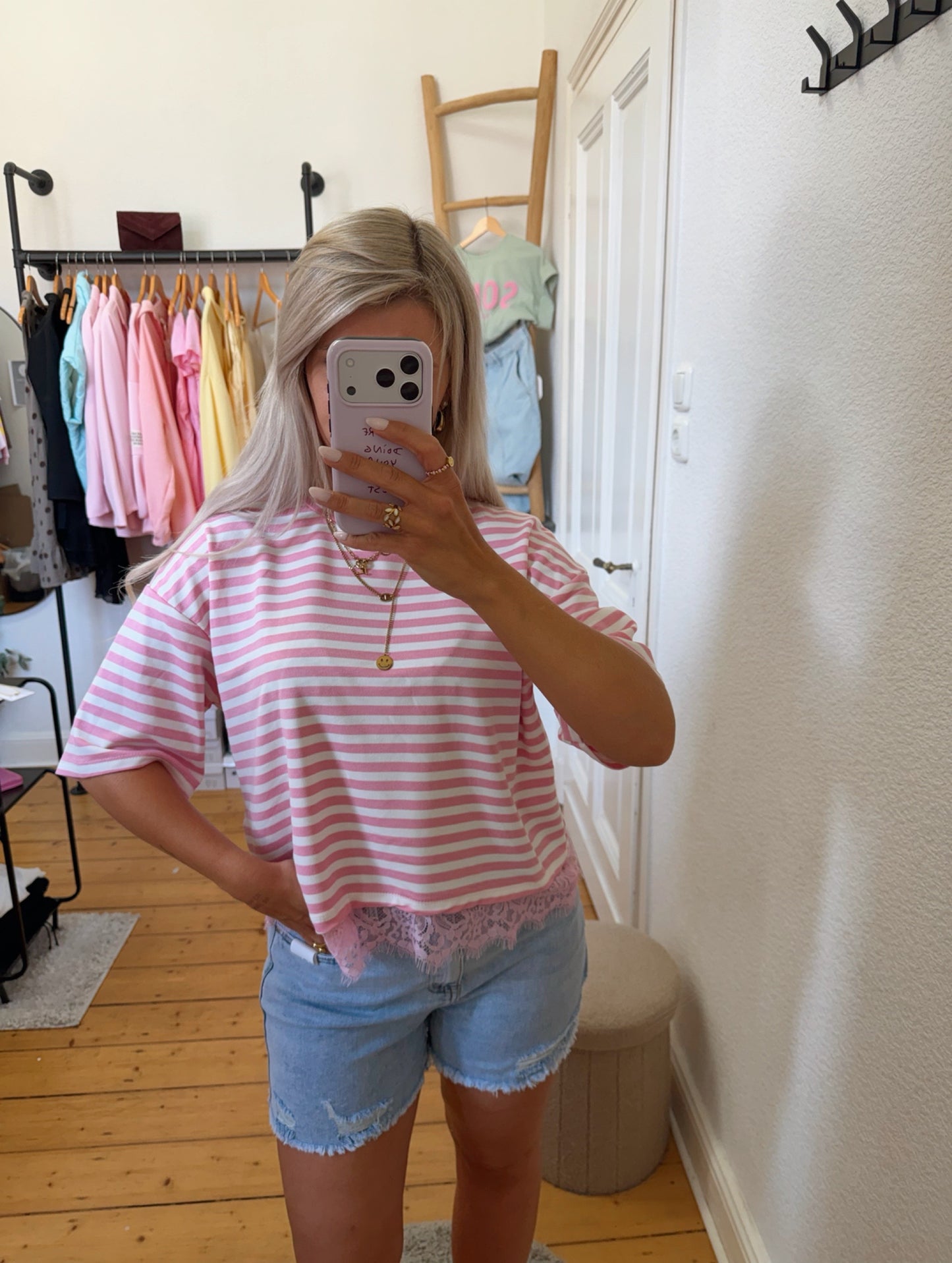 T-shirt gestreift mit spitze