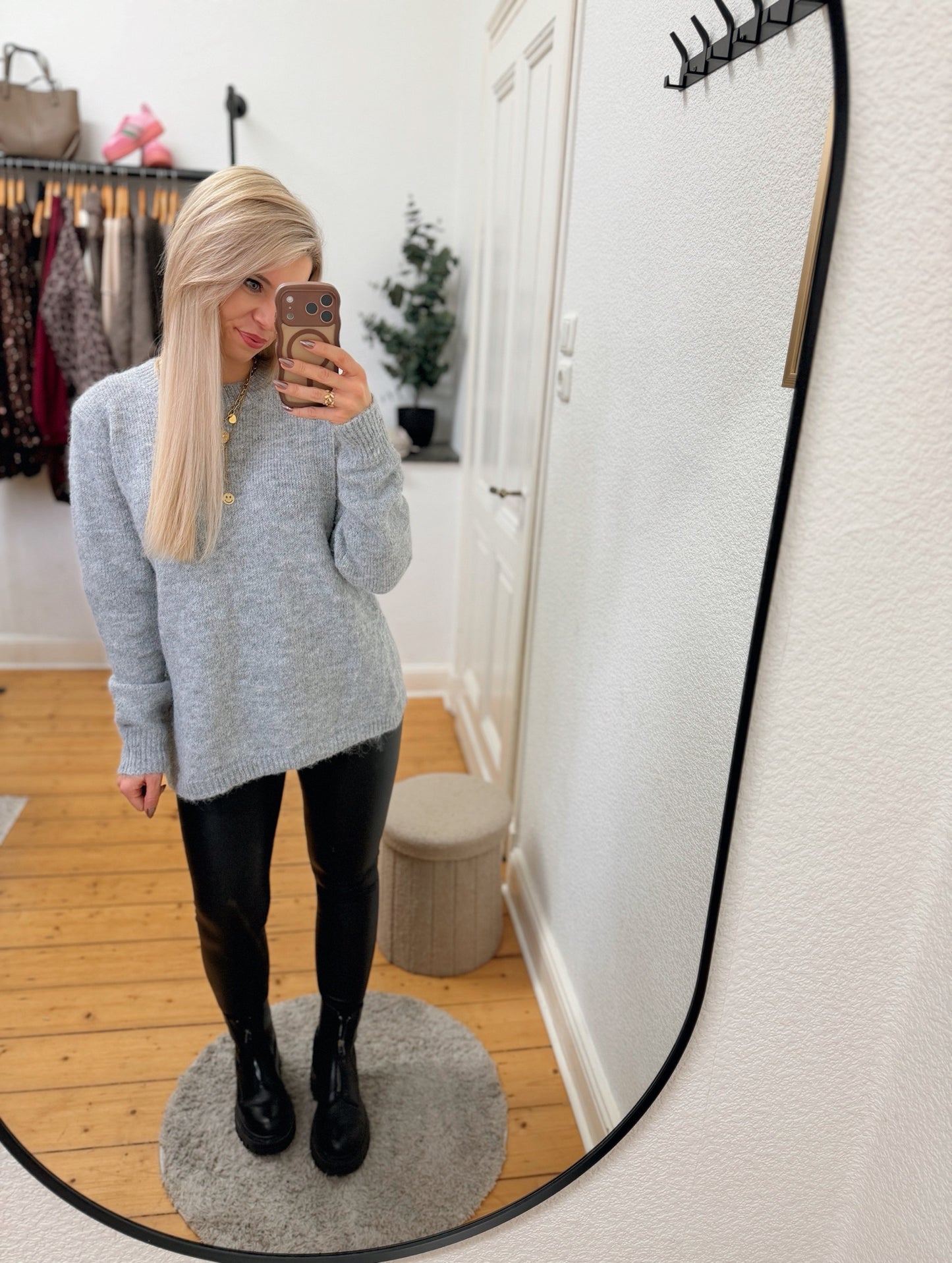 Leder leggings schwarz