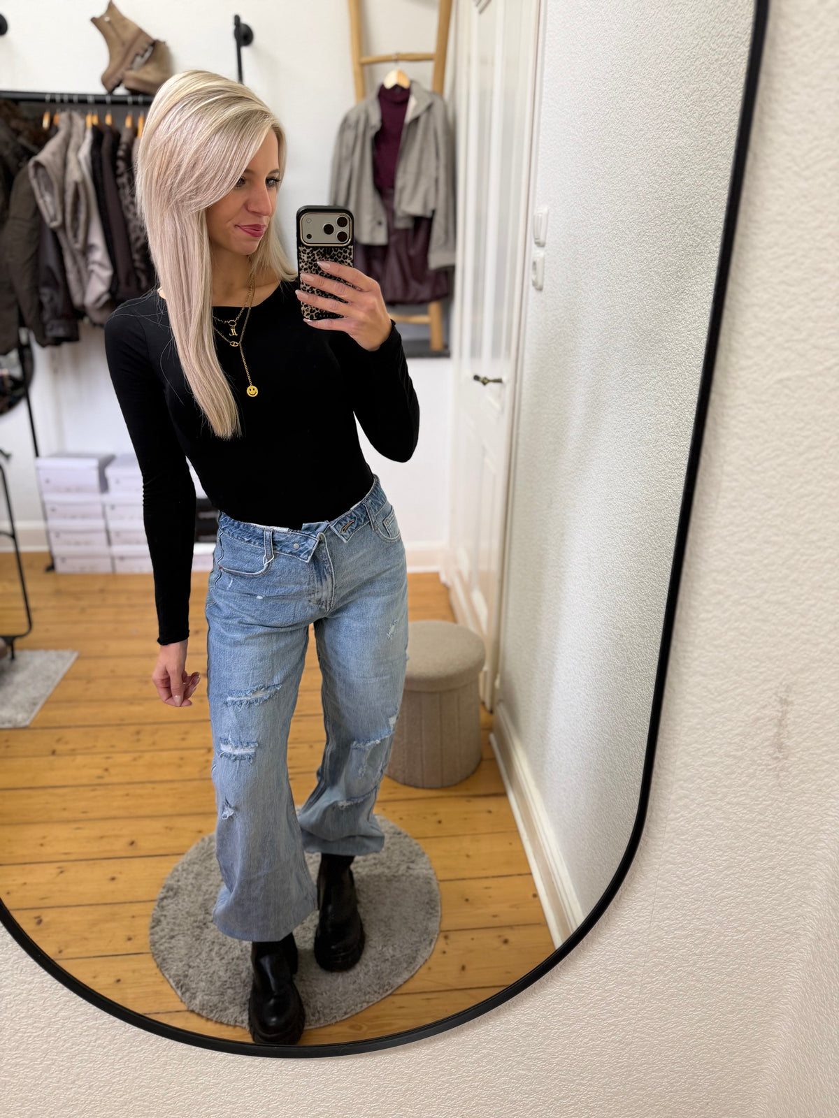 Ballon Jeans mit umgeschlagem Bund
