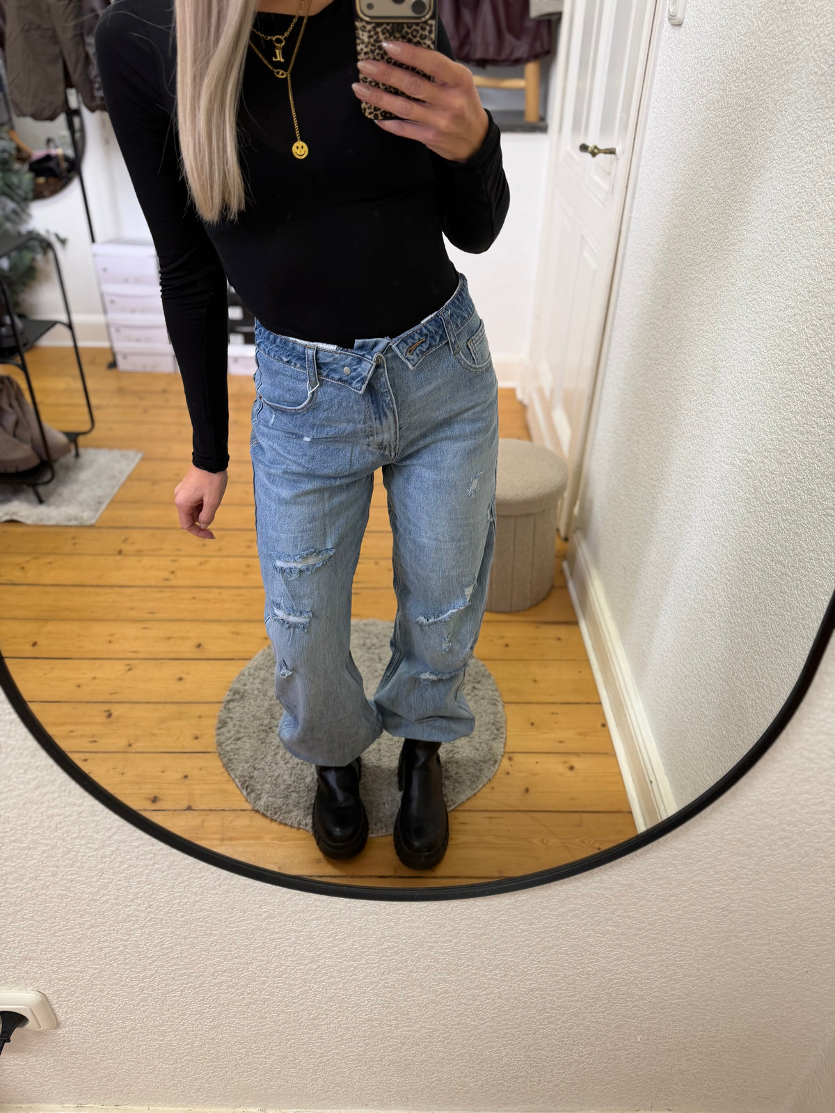 Ballon Jeans mit umgeschlagem Bund
