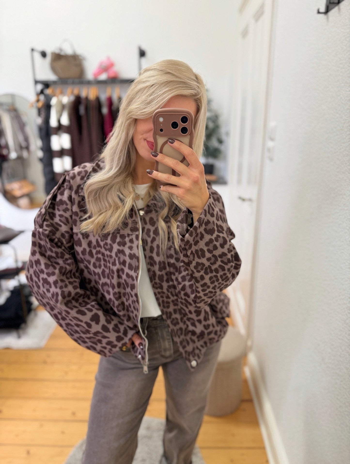 Jacke „Suede“ in leoprint