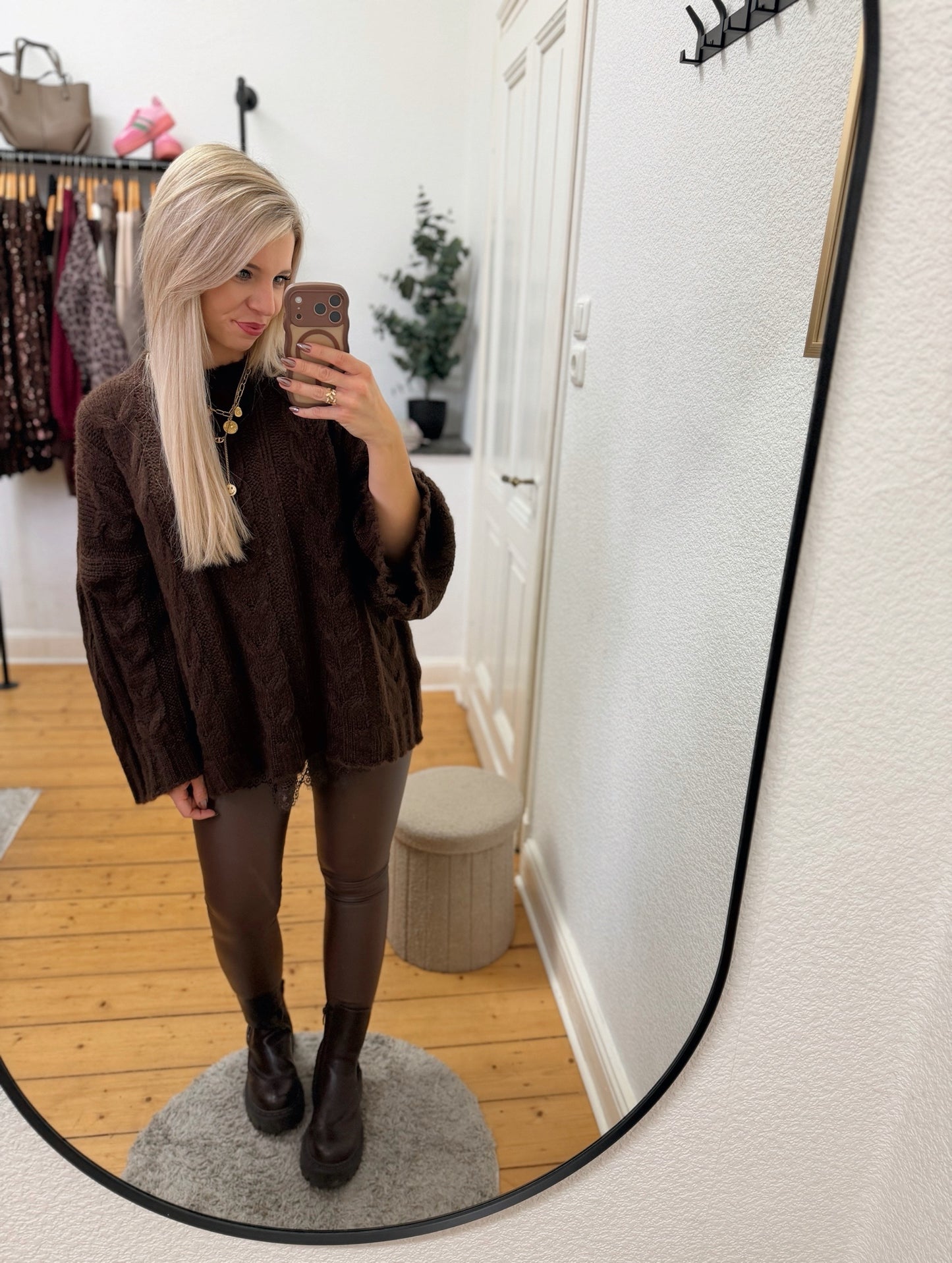 Leder leggings Braun