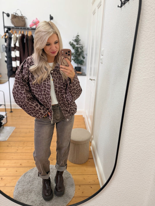 Jacke „Suede“ in leoprint