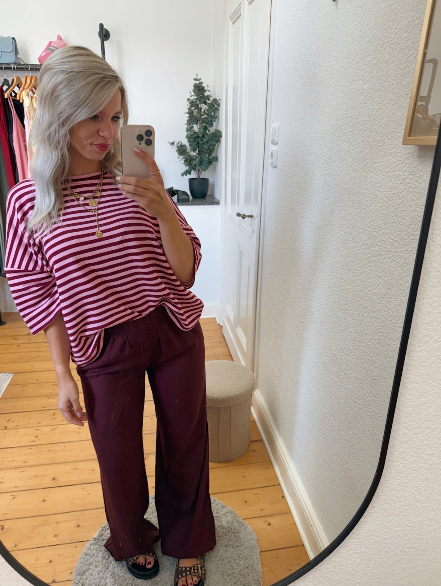 Leinenhose in Bordeaux