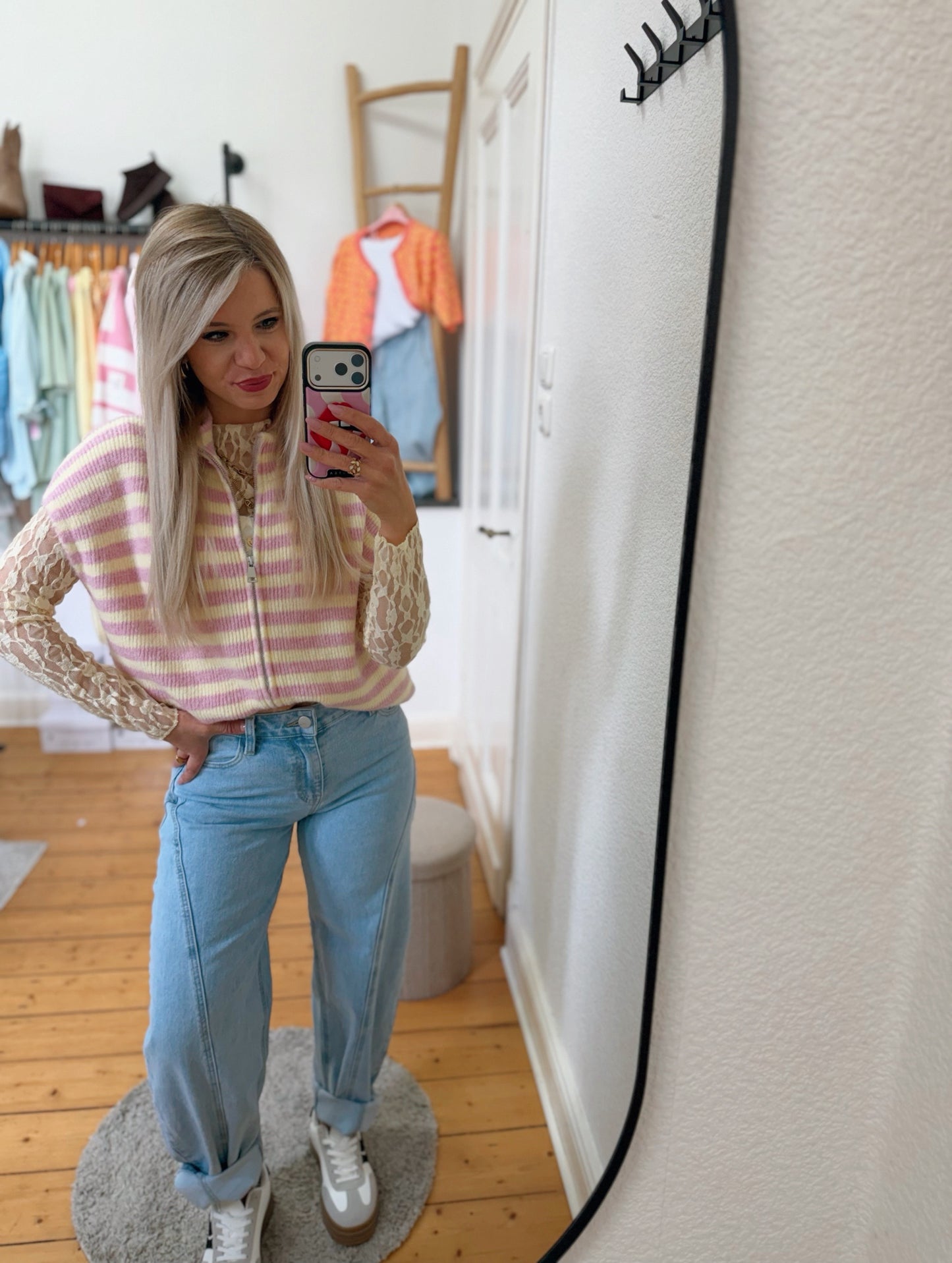 Kurzarm cardigan „zip it“