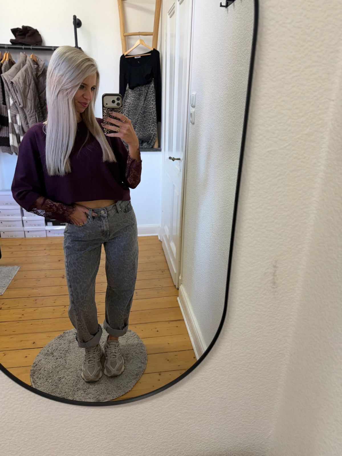 Ballon Leoprint Jeans in grau
