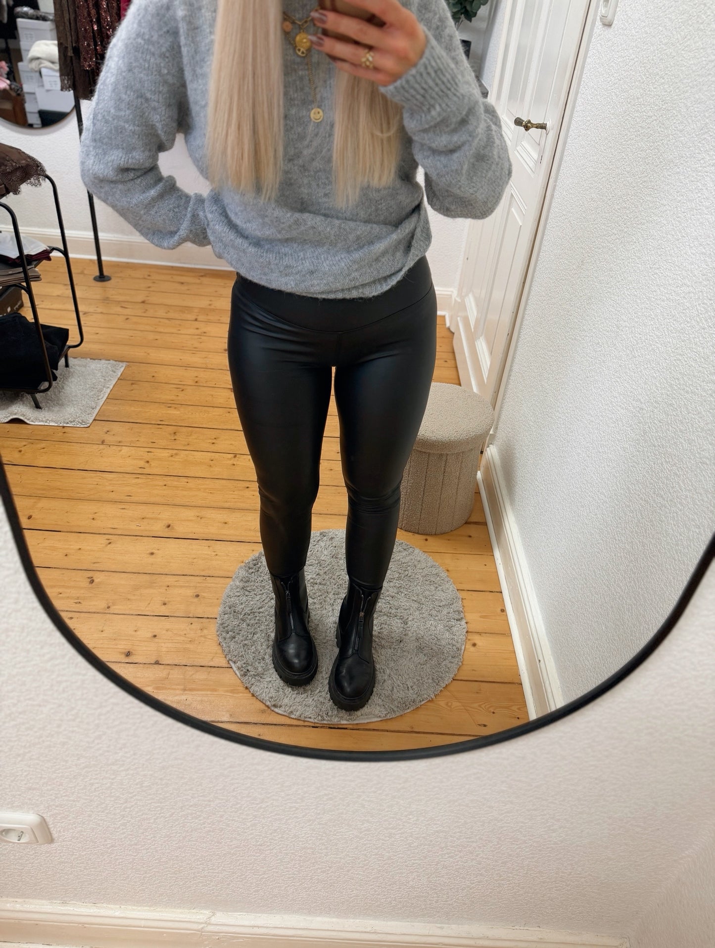 Leder leggings schwarz