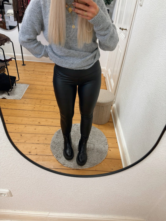 Leder leggings schwarz