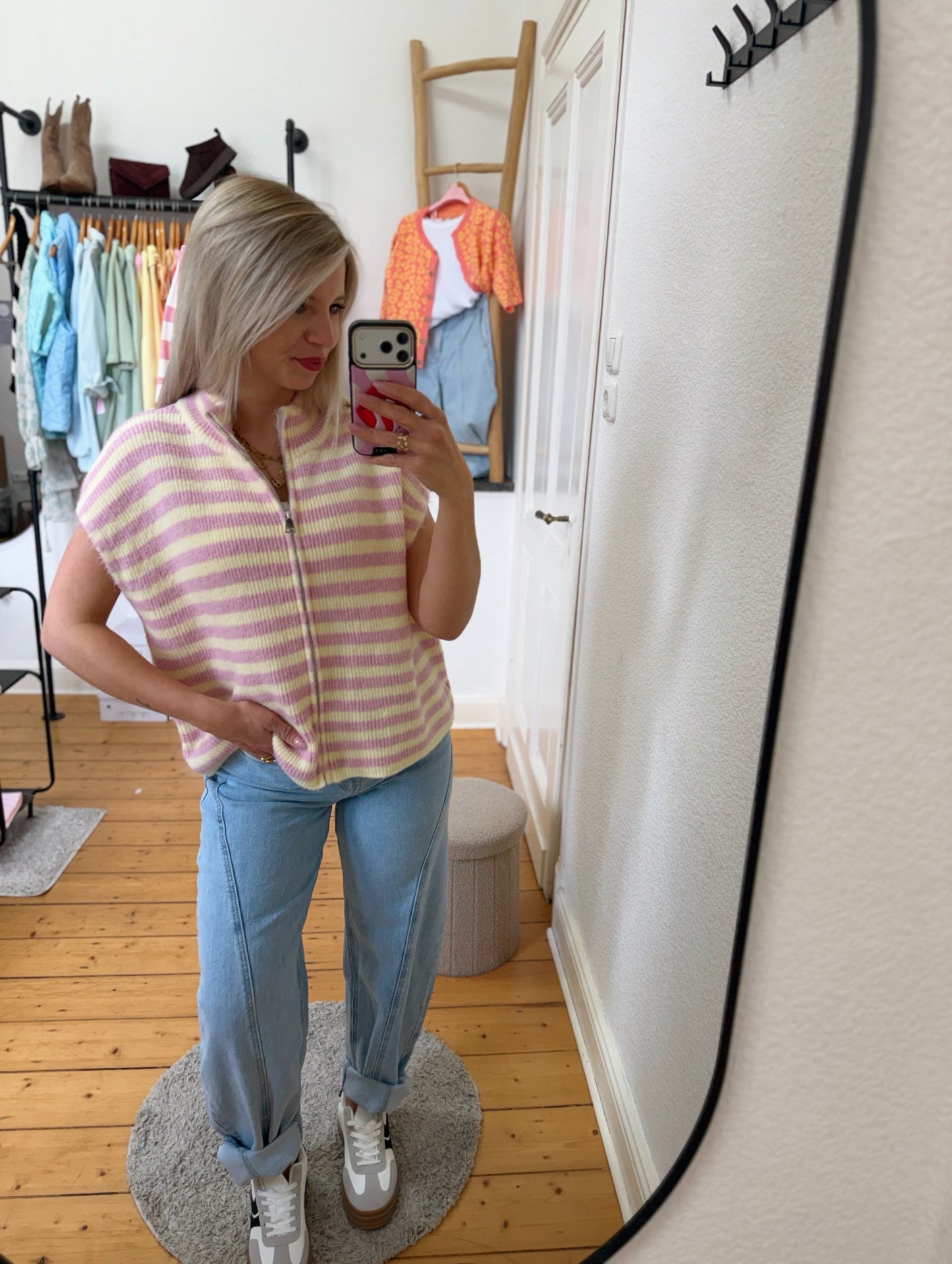 Kurzarm cardigan „zip it“